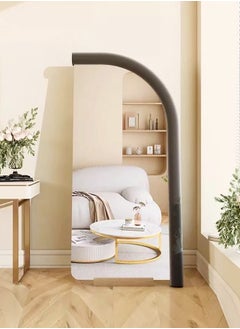 Modern Scandinavian Arc Design Full Length Mirror Standing Hanging or Leaning Against Wall Large Bedroom Floor Mirror Dressing Mirror Wall-Mounted Mirror Wood Frame Mirror Round Corner 70x170 cm