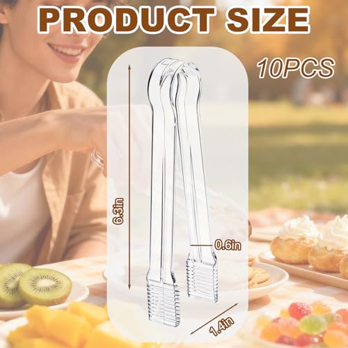 Perusiaw 10 Pcs Clear Plastic Serving Tongs, 6.3 Inch Small Disposable Plastic Tongs for Food, Buffet, Party, Salad, Ice, Candy, Appetizer, Catering, Easy to Hold and Clean - Image 2