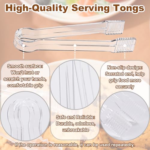 Perusiaw 10 Pcs Clear Plastic Serving Tongs, 6.3 Inch Small Disposable Plastic Tongs for Food, Buffet, Party, Salad, Ice, Candy, Appetizer, Catering, Easy to Hold and Clean - Image 3