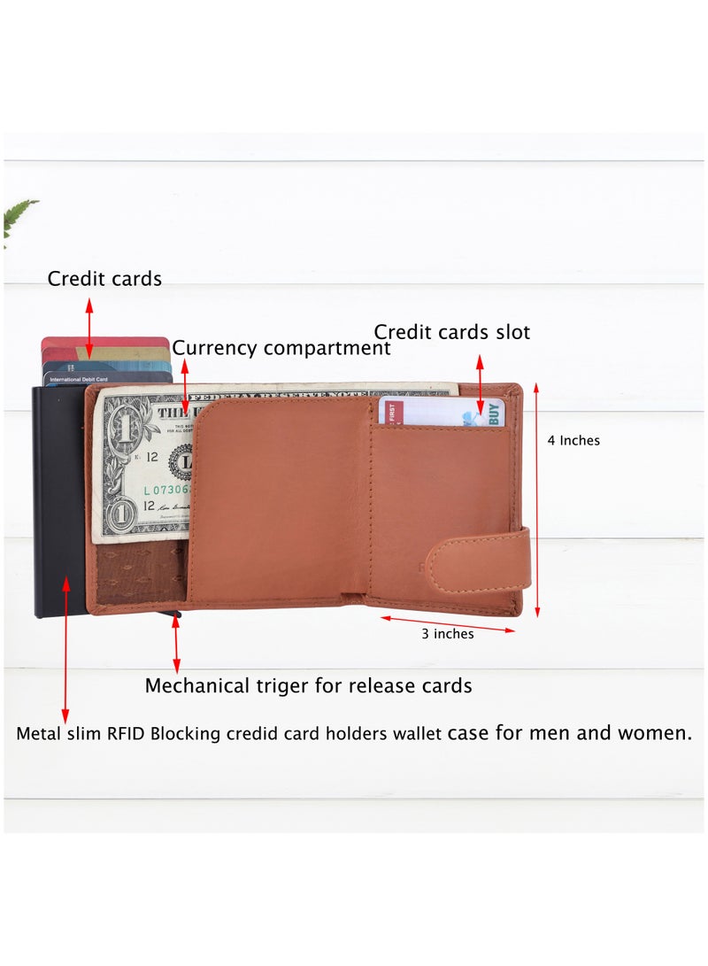 LAVERI LEATHER Laveri Genuine Leather Designer Card Holder Wallet With RFID Protection Tan  - Image 2