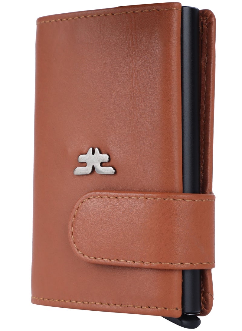 LAVERI LEATHER Laveri Genuine Leather Designer Card Holder Wallet With RFID Protection Tan  - Image 3