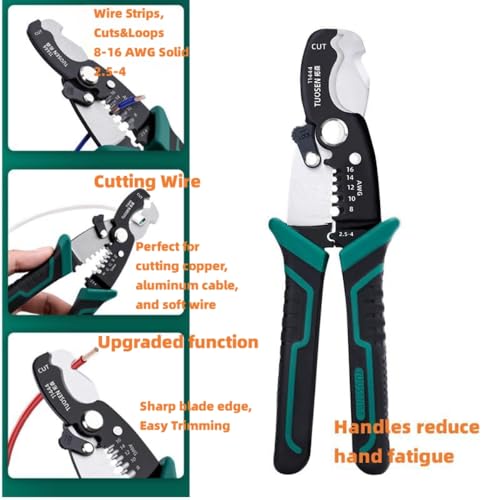 Zsling 8 Inch Inch Wire Strippers Crimpers Cutter Pliers Multi-Function Hand Tool Cable Cutting Wire Cutters - Image 2
