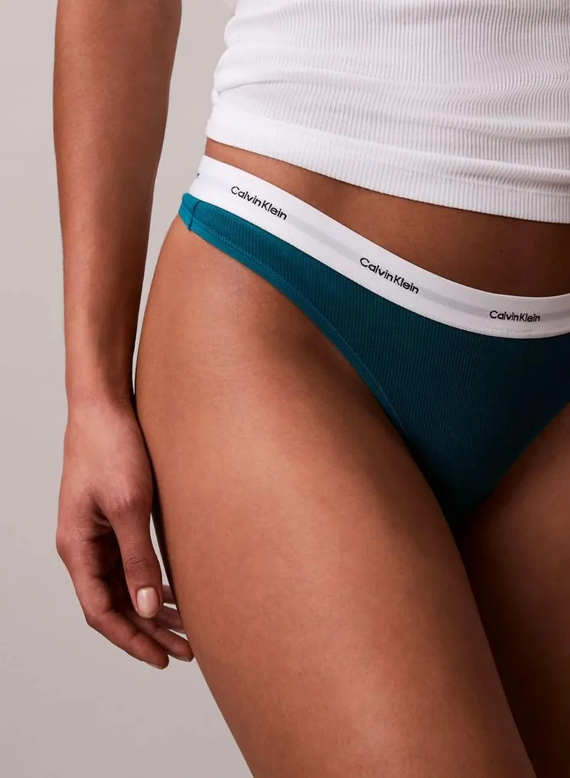 Calvin Klein Teal Marine Thong - Cotton Stretch Rib for Women | Best Price UAE