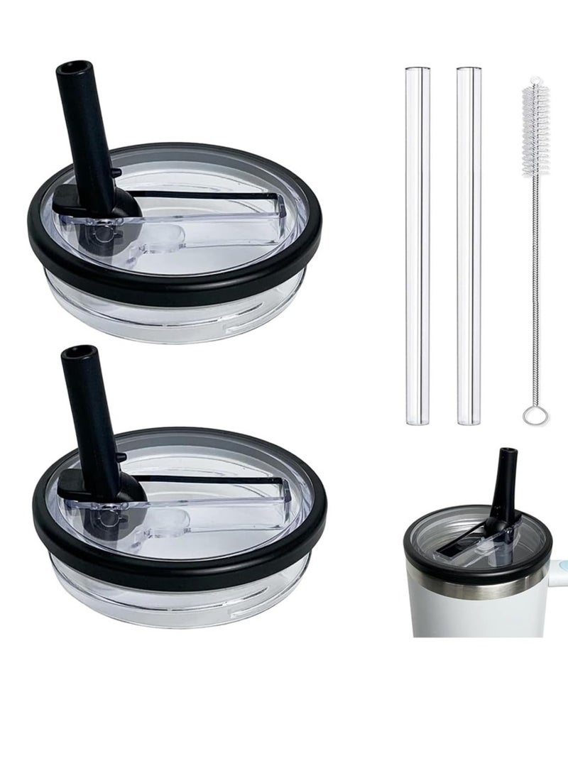 Stanley - 40 oz Leak Proof Flip Straw Lid for Stanley Tumbler, 2 Pack,Black - Image 1