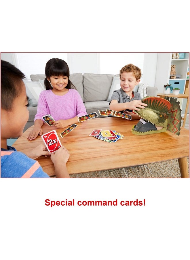 Mattel Games Uno Attack Jurassic World Domination Card Game For Kids & Family Night With Dinosaur Card Launcher, Lights & Sounds  - Image 2