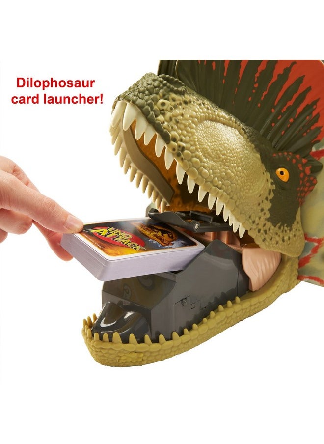 Mattel Games Uno Attack Jurassic World Domination Card Game For Kids & Family Night With Dinosaur Card Launcher, Lights & Sounds  - Image 3