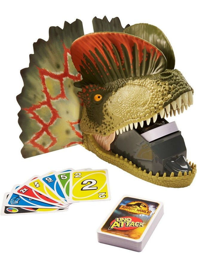 Mattel Games Uno Attack Jurassic World Domination Card Game For Kids & Family Night With Dinosaur Card Launcher, Lights & Sounds  - Image 5