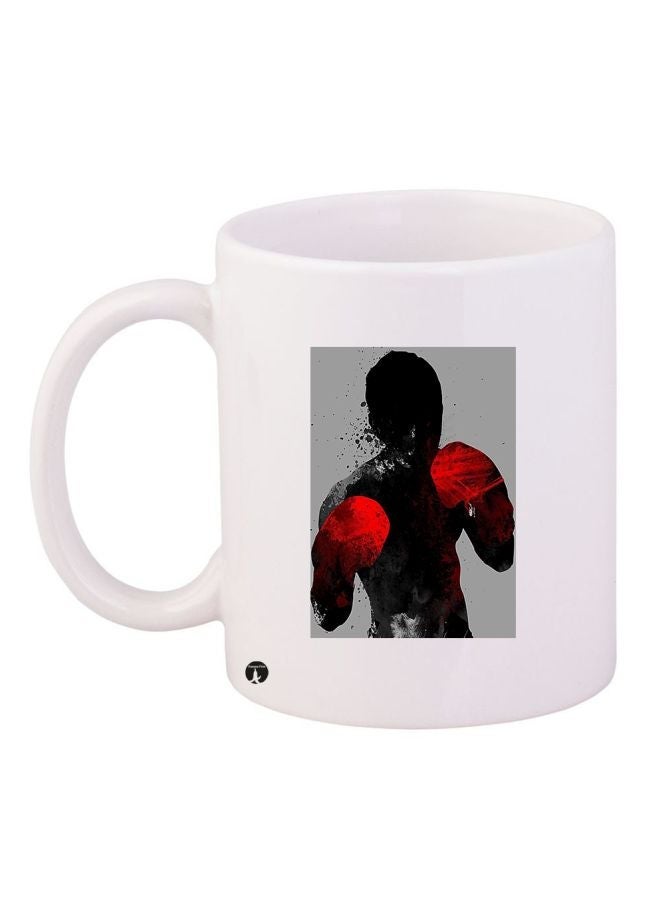 RYN Boxer Printed Coffee Mug White/Grey/Red 11ounce