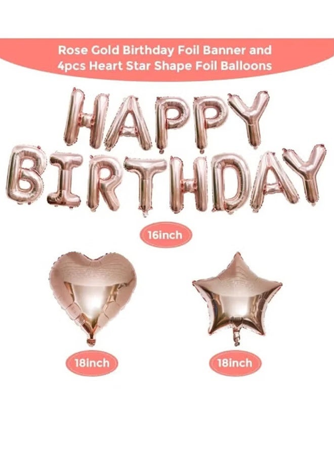 Jamal Rose Gold Birthday Party Decoration Kit – Balloon Arch & Garland, Happy Birthday Banner, Foil Balloons, Fringe Curtain, Table Accessories - Image 5