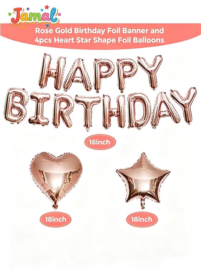 Jamal Rose Gold Birthday Party Decoration Kit – Balloon Arch & Garland, Happy Birthday Banner, Foil Balloons, Fringe Curtain, Table Accessories - Image 5