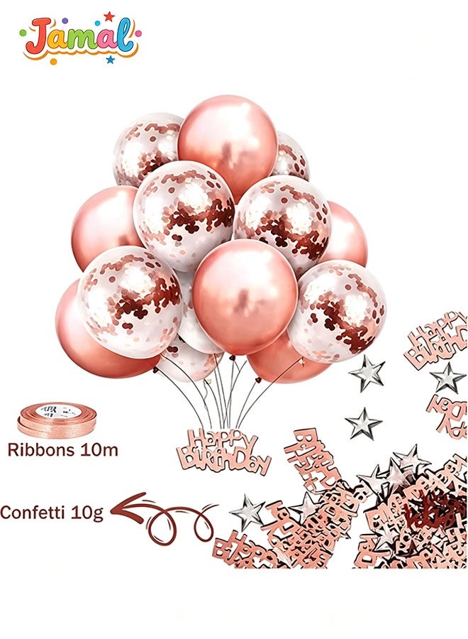 Jamal Rose Gold Birthday Party Decoration Kit – Balloon Arch & Garland, Happy Birthday Banner, Foil Balloons, Fringe Curtain, Table Accessories - Image 2