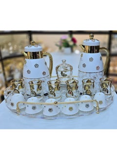 Damanhoor Thermose Set Of 22Pieces 2Pc Thermose 6Tea Cups With 6soucers 6Cawa Cup 1Tray 1Sugar Bowl For Home Gift 