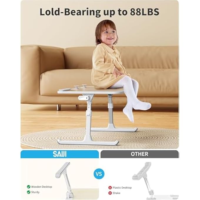 SAIJI LAPTOP DESK FOR BED, LAP DESKS BED TRAYS FOR EATING WRITING, ADJUSTABLE COMPUTER LAPTOP STAND, FOLDABLE LAP TABLE IN SOFA AND COUCHÏ¼ˆ20.5X11.8 TEAK - Image 2
