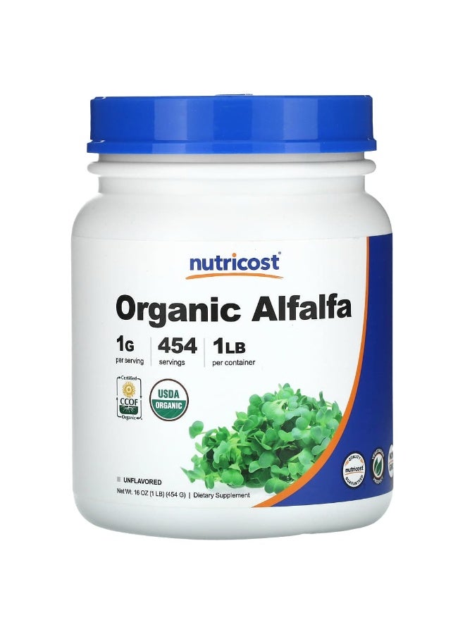 Nutricost نوتريكوست، مسحوق البرسيم العضوي، بدون نكهة، 16 أونصة (454 جرام) - Image 1