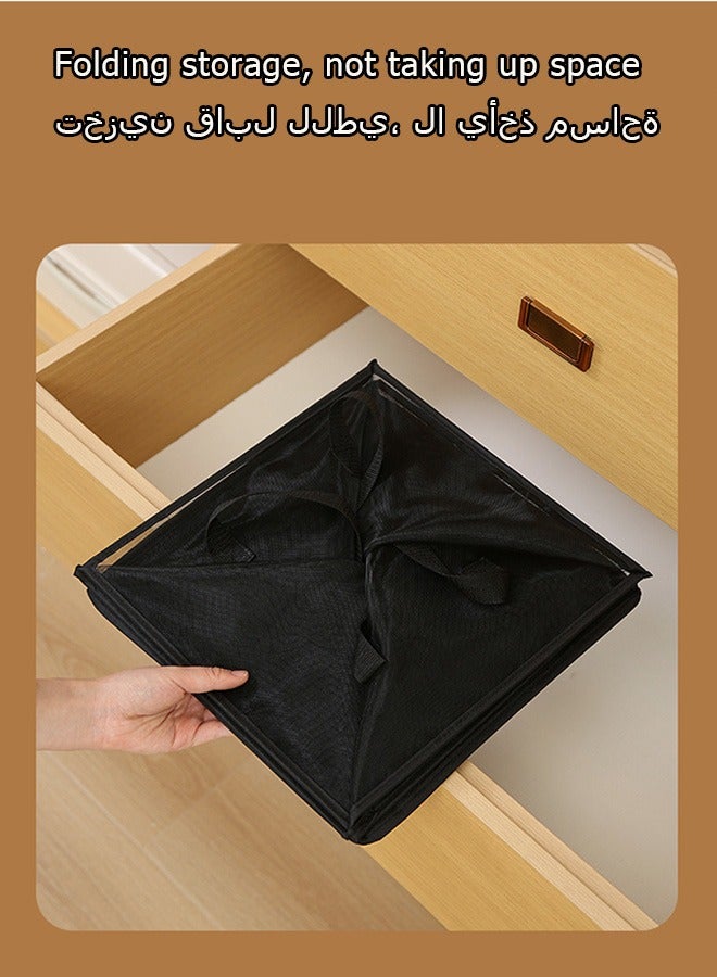 Collapsible Mesh  Laundry Hamper with Wide Opening and Side Pocket – Breathable, Sturdy Foldable and Space-Saving Design for Laundry Clothes and Storage  (Black 1 layer) - Image 5