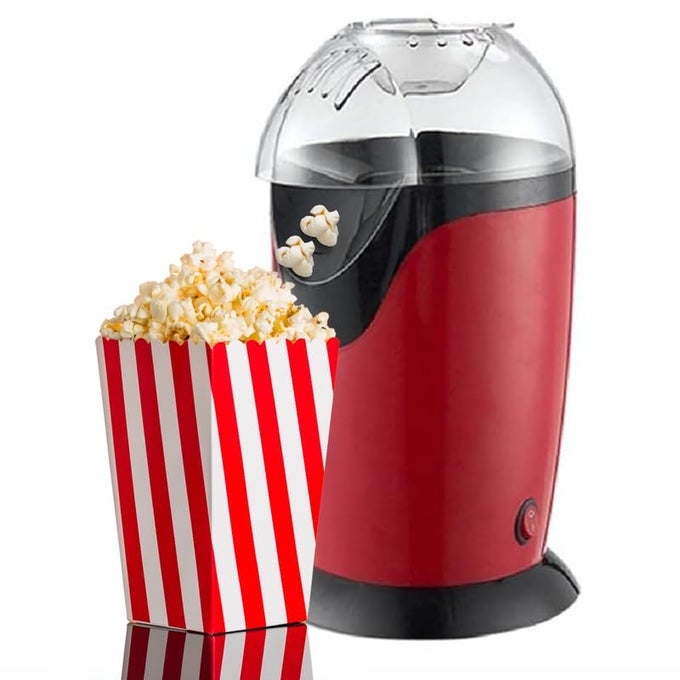 HOT AIR POPCORN MACHINE WITH MEASURING CUP AUTOMATIC ELECTRIC POPCORN MAKER FOR HOME USE STYLISH CARNIVAL ILATEST GIFT FOR MOVIE PARTY ENTHUSIASTS