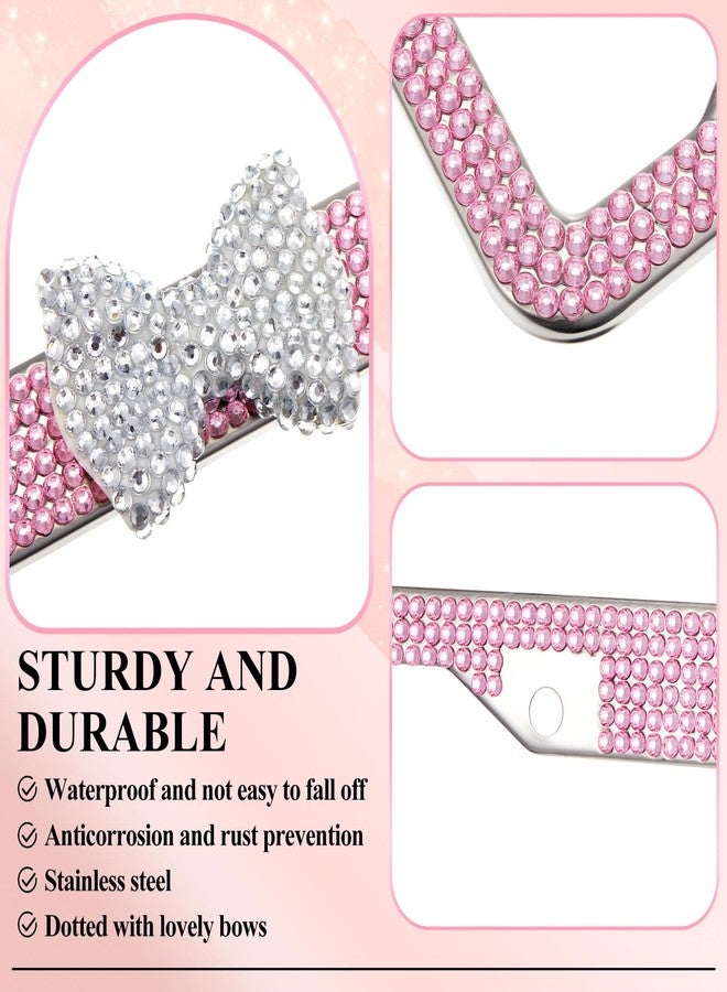 AceOrbit 8 Pcs Pink Car Accessories, Includes 2 Shiny Rhinestones License Plate Frames, 4 Car Tire Valve Stem Caps and 2 Bling Rhinestone Engine Start Stop Decoration Ring for Women Girls Gifts - Image 5