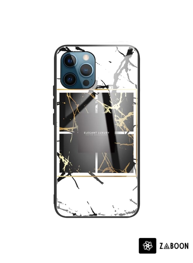 Zaboon Protective Case Cover For iPhone 11 Pro Marble Tempered Glass Back Cover TPU Border Case - Image 1