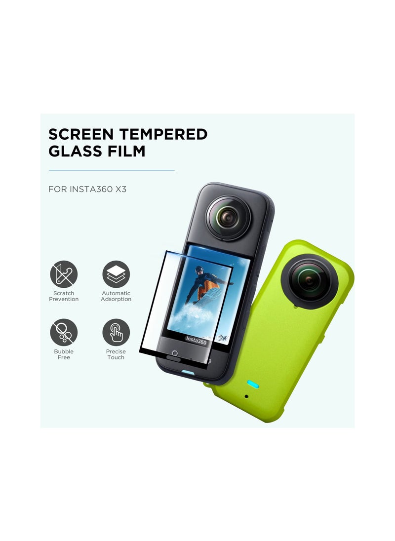 SYOSI - Protection Kit for Insta 360 X3, Silicone Protective Case with 2 Pcs Screen Protector for Insta360 X3 Accessories (Green) - Image 1
