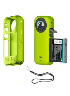 SYOSI Protection Kit for Insta 360 X3, Silicone Protective Case with 2 Pcs Screen Protector for Insta360 X3 Accessories (Green)  - Image 3