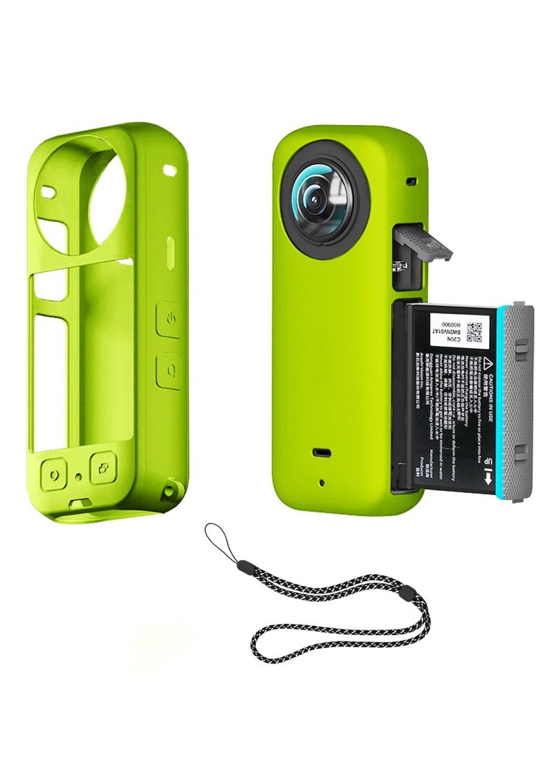SYOSI - Protection Kit for Insta 360 X3, Silicone Protective Case with 2 Pcs Screen Protector for Insta360 X3 Accessories (Green) - Image 1
