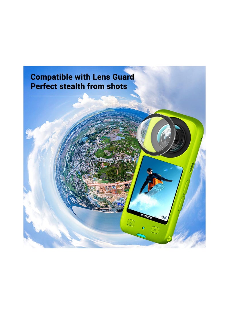 SYOSI - Protection Kit for Insta 360 X3, Silicone Protective Case with 2 Pcs Screen Protector for Insta360 X3 Accessories (Green) - Image 1