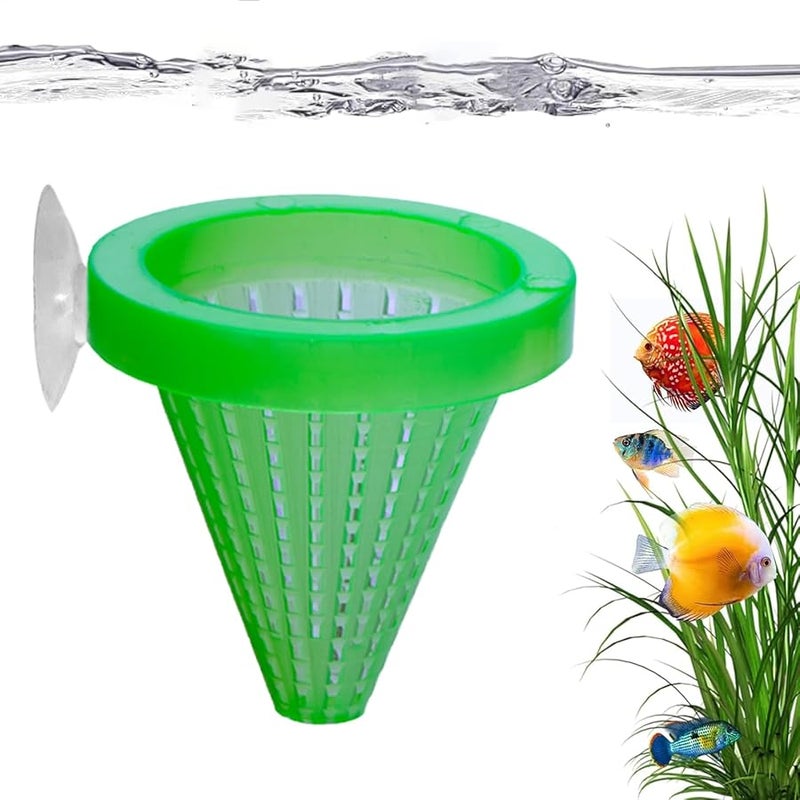 وعاء تغذية حوض السمك الأخضر مع كوب شفاط ملحق طبق حوض السمك المستقر - Image 2