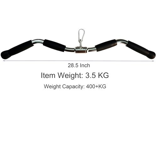 yuhqc Lat Cable Machine Attachment Curl Pulldown Barbell Revolving Bar, Multi-Exerciser Cable Attachment, Solid Steel Tricep Press Down Bar with Rubber Handgrips & Revolving Hanger(29 Inch) - Image 3