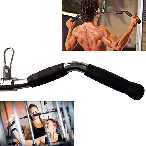 yuhqc Lat Cable Machine Attachment Curl Pulldown Barbell Revolving Bar, Multi-Exerciser Cable Attachment, Solid Steel Tricep Press Down Bar with Rubber Handgrips & Revolving Hanger(29 Inch) - Image 2
