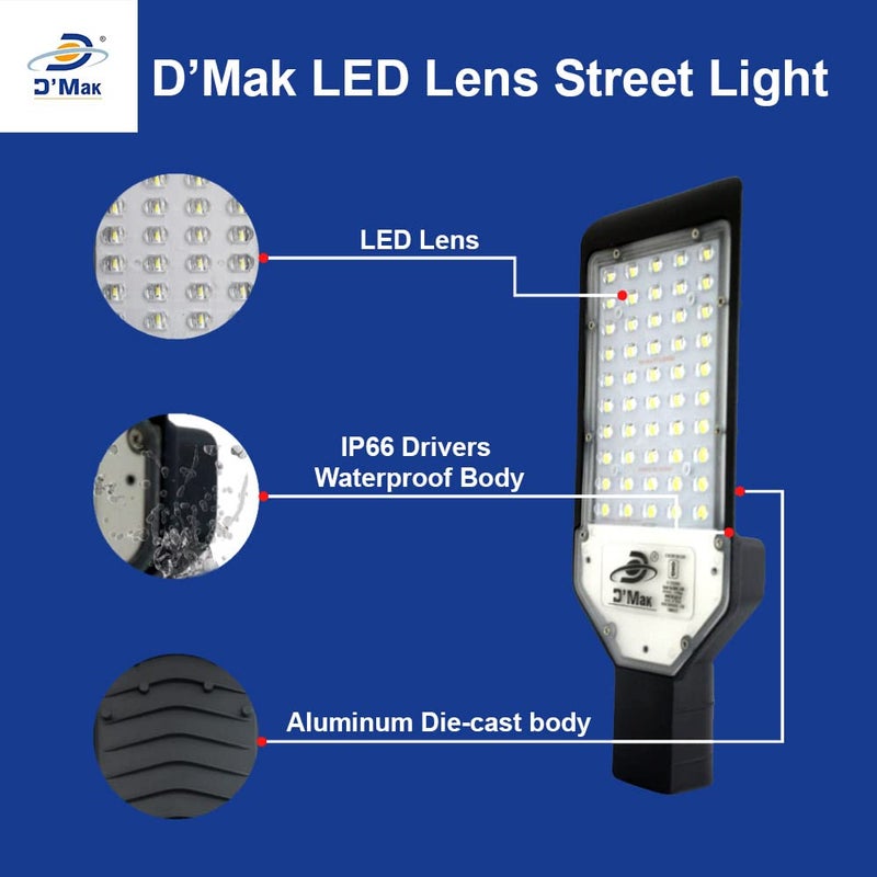 D'Mak DMak Automatic Sensor System Led Street Light White Focus with Lens Waterproof IP65 for Outdoor Purposes 1 36W Lens LED Street Light - Image 3