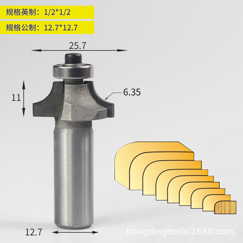 Woodworking Milling Cutter Bearing Round Angle Cutter Trimming Machine Cutter Head Chamfering Slotting Engraving Woodworking Cutter Gong Knife 1/4 Handle - Image 1