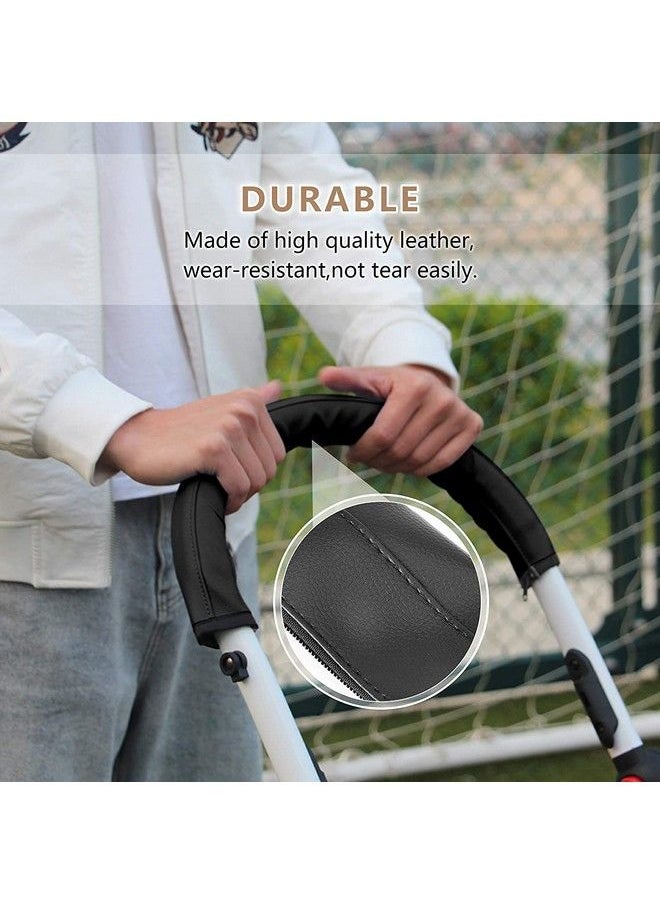 CHILDHOOD - Baby Stroller Armrest Handle Sleeve Cover Universal Handle Cover Artificial Leather Black - Image 1