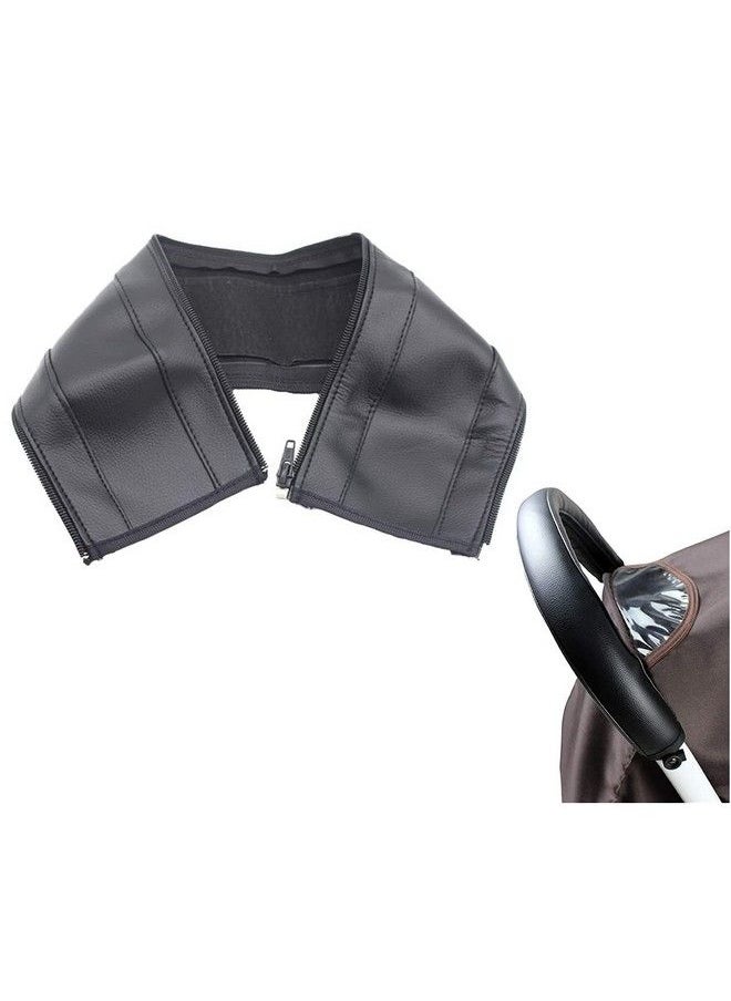 CHILDHOOD - Baby Stroller Armrest Handle Sleeve Cover Universal Handle Cover Artificial Leather Black - Image 1