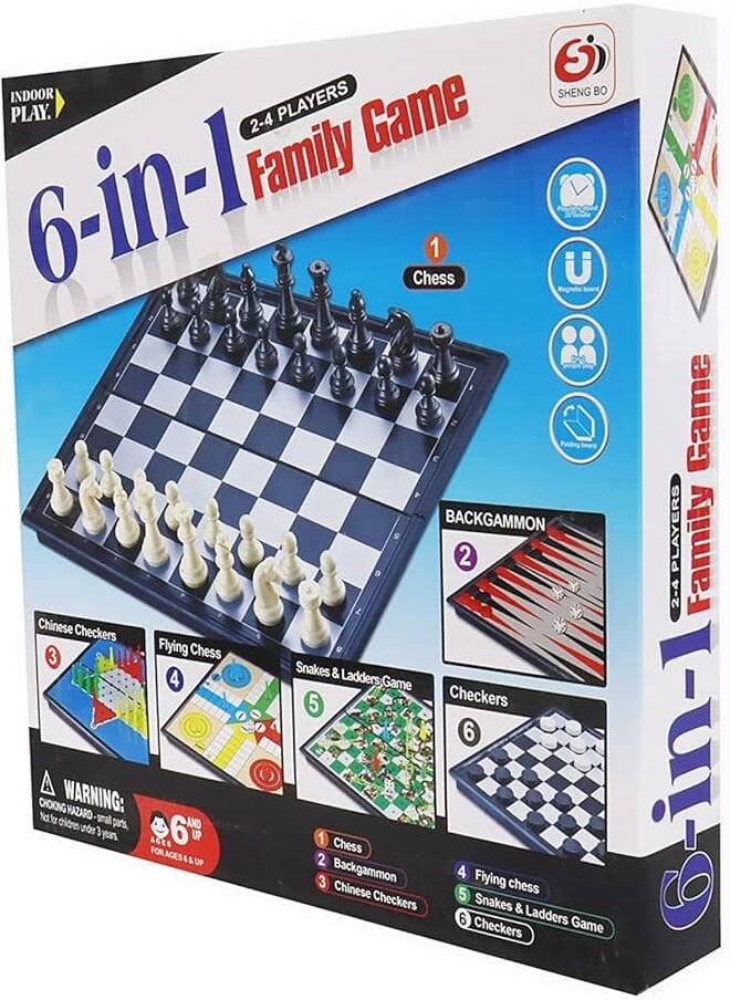 Generic - 6 In 1 Game - Chess - Checkers - Backgammon - Chinese Checkers - Snakes & Ladders Game - Ludo Game S4404, 6+ - Image 1