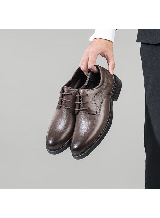 Connell Kangnai Men's Shoes, 2025 New Style Business Casual Shoes, Soft Sole Groom Shoes, Lace-up Round Toe Formal Derby Leather Shoes, Black, Size 39 - Image 4