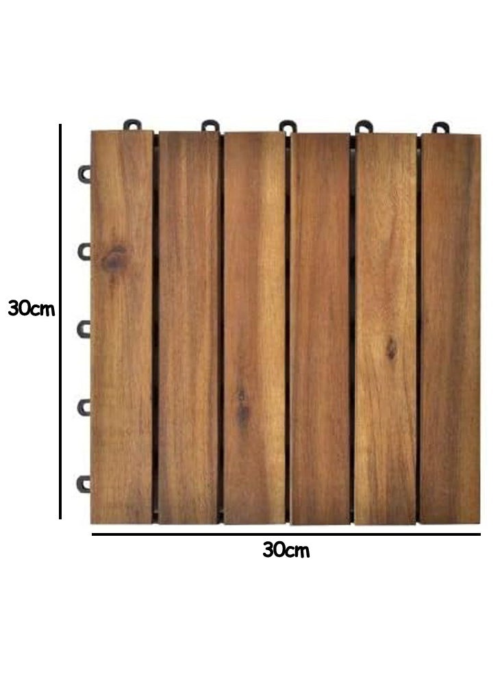 HOME TASTE TOMSUN Wooden Decking Interlocking Flooring Tiles (Pack of 10) Waterproof Hardwood Deck Tiles with Snap & Plastic Base  - Image 2