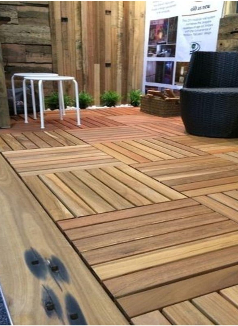 HOME TASTE TOMSUN Wooden Decking Interlocking Flooring Tiles (Pack of 10) Waterproof Hardwood Deck Tiles with Snap & Plastic Base  - Image 3