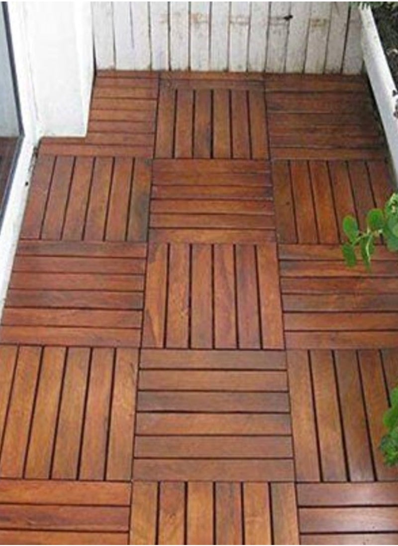 HOME TASTE TOMSUN Wooden Decking Interlocking Flooring Tiles (Pack of 10) Waterproof Hardwood Deck Tiles with Snap & Plastic Base  - Image 4