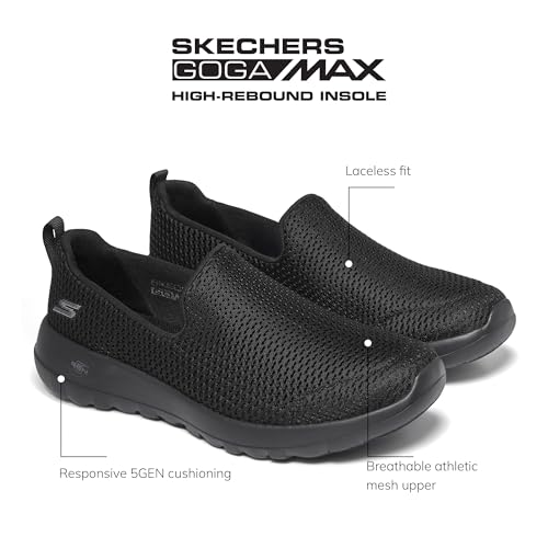 Skechers Women's Go Walk Joy Sneaker-5Gen Cushioning, Air-Cooled GOGA Mat, Breathable Mesh Upper Sneaker, Black, 6.5 Wide - Image 2