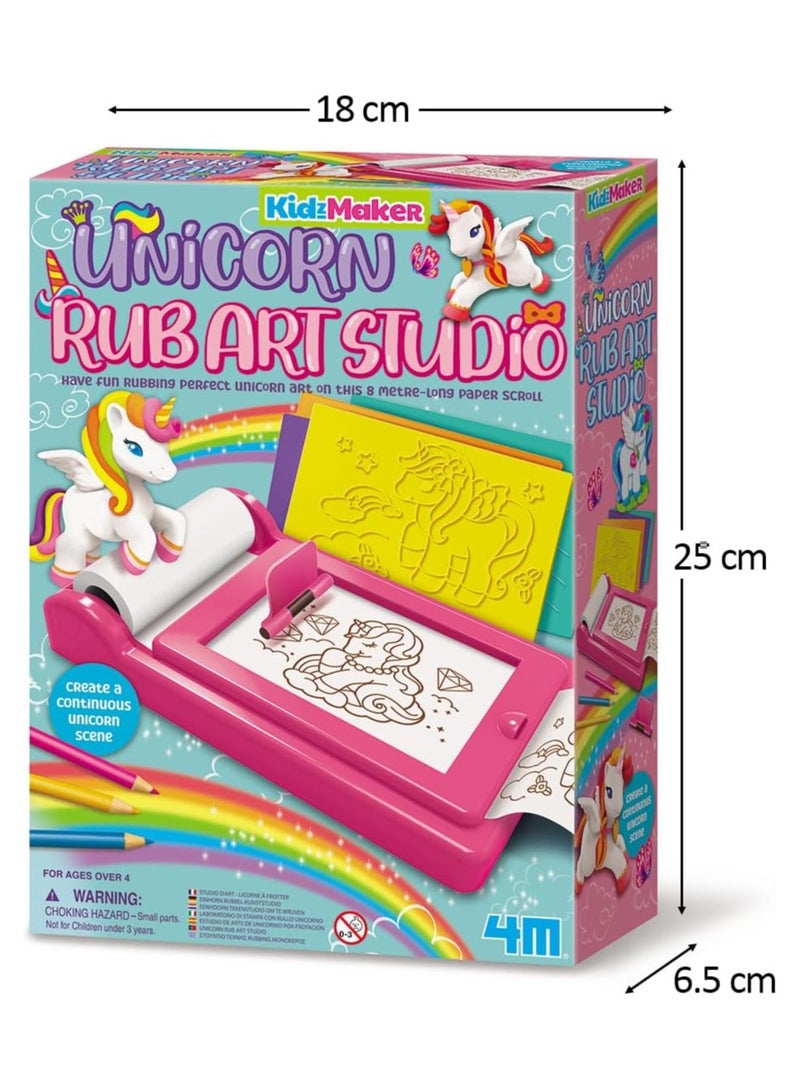 4m مجموعة فنون 4M KidzMaker لاستوديو فنون وحيد القرن – أنشئ مشاهد وحيد القرن المثالية على لفة ورق مستمرة بطول 8 م مع قوالب، وأقلام شمع، وأقلام ملونة وحقيبة حمل، نشاط فن STEAM محمول للأعمار من 4 سنوات فما فوق | 00-04799 - Image 1