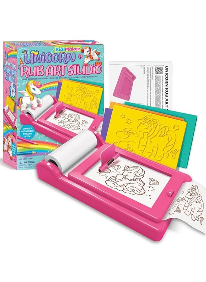 4m مجموعة فنون 4M KidzMaker لاستوديو فنون وحيد القرن – أنشئ مشاهد وحيد القرن المثالية على لفة ورق مستمرة بطول 8 م مع قوالب، وأقلام شمع، وأقلام ملونة وحقيبة حمل، نشاط فن STEAM محمول للأعمار من 4 سنوات فما فوق | 00-04799 - Image 4