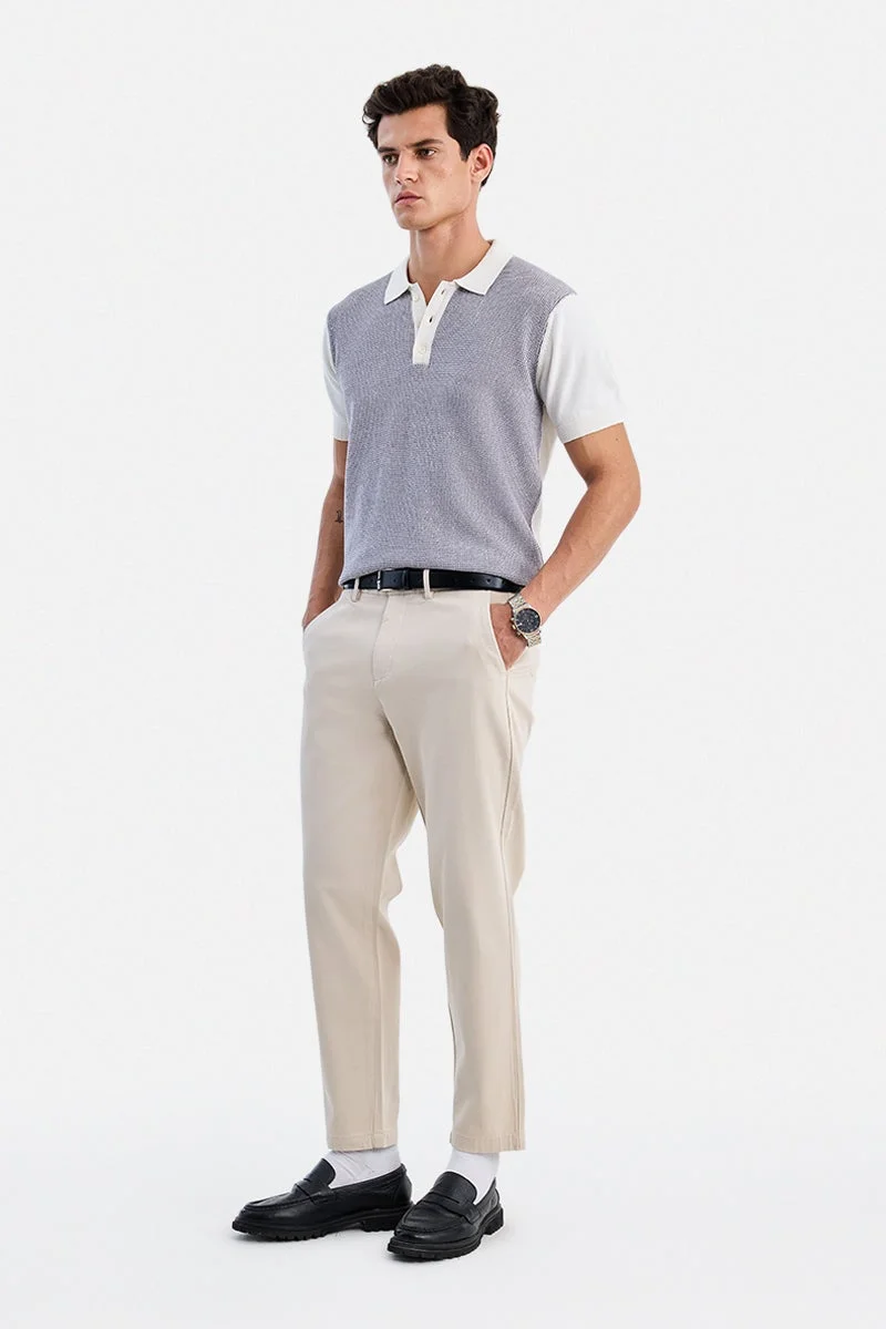 سنيتش Grey Textured Half Sleeve Regular Fit T-Shirt