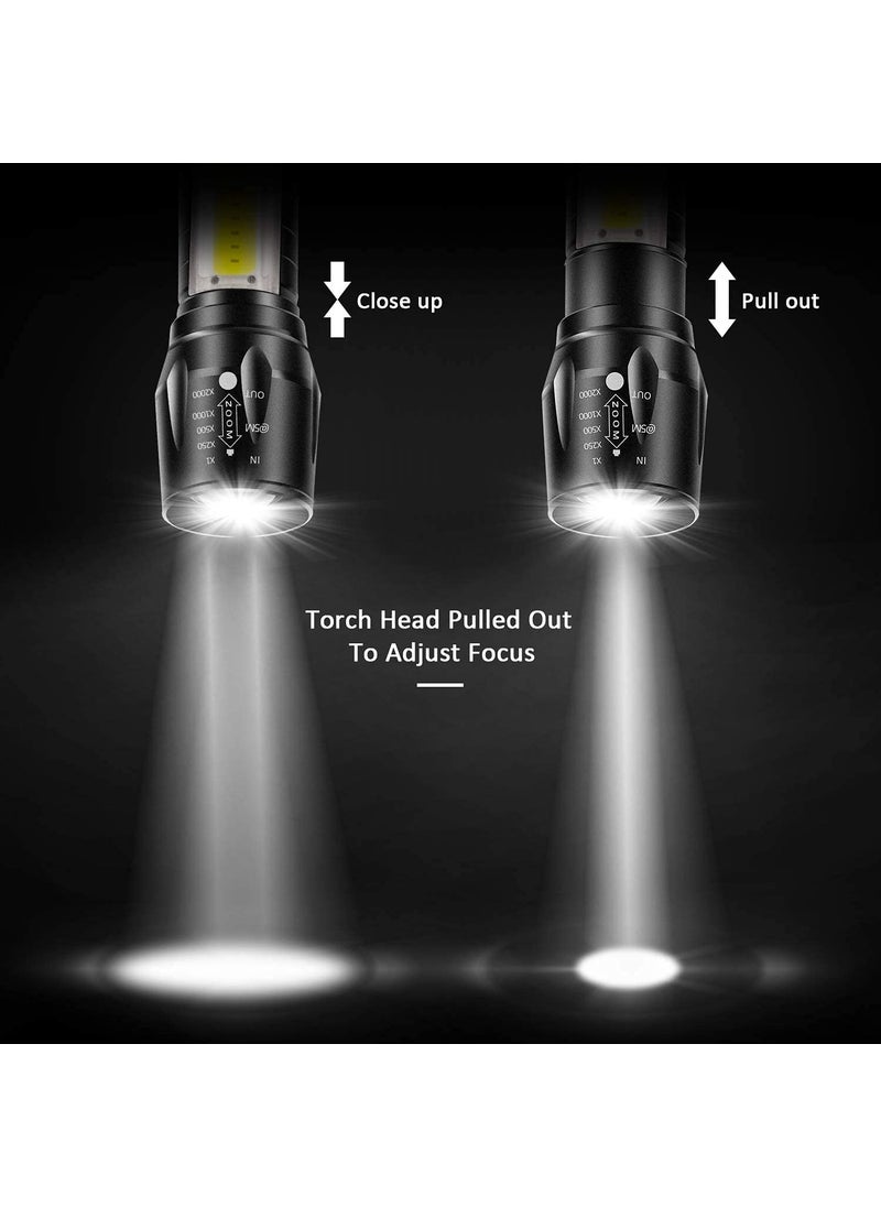 OAHU OAHU LED Flashlight with COB Light Mini Waterproof Portable LED Flashlight USB Rechargeable 3 Modes Light Flashlight Black  - Image 4
