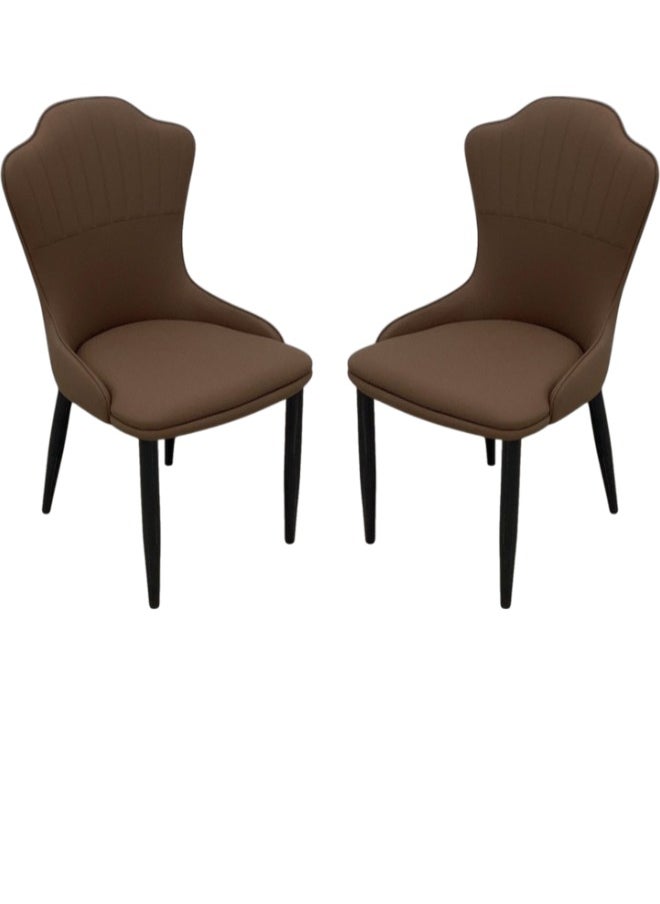 SMART HOME Dining Chair Set of 2, Comfortable and Modern Dining Chair for Living Room, Luxury Dining Chair with Modern Design - Faux Leather Chair with Wooden Legs - Perfect for Dining Rooms, Lounges and Cafes  - Image 1