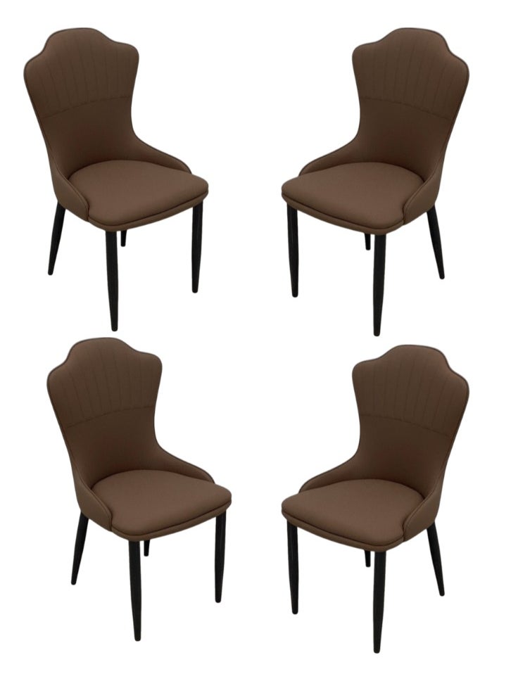 SMART HOME Dining Chair Set of 2, Comfortable and Modern Dining Chair for Living Room, Luxury Dining Chair with Modern Design - Faux Leather Chair with Wooden Legs - Perfect for Dining Rooms, Lounges and Cafes  - Image 2