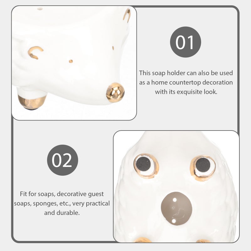 Cartoon Animal's Soap Bracket Ceramic Draining Soap Box Ceramic Adornment - Image 5