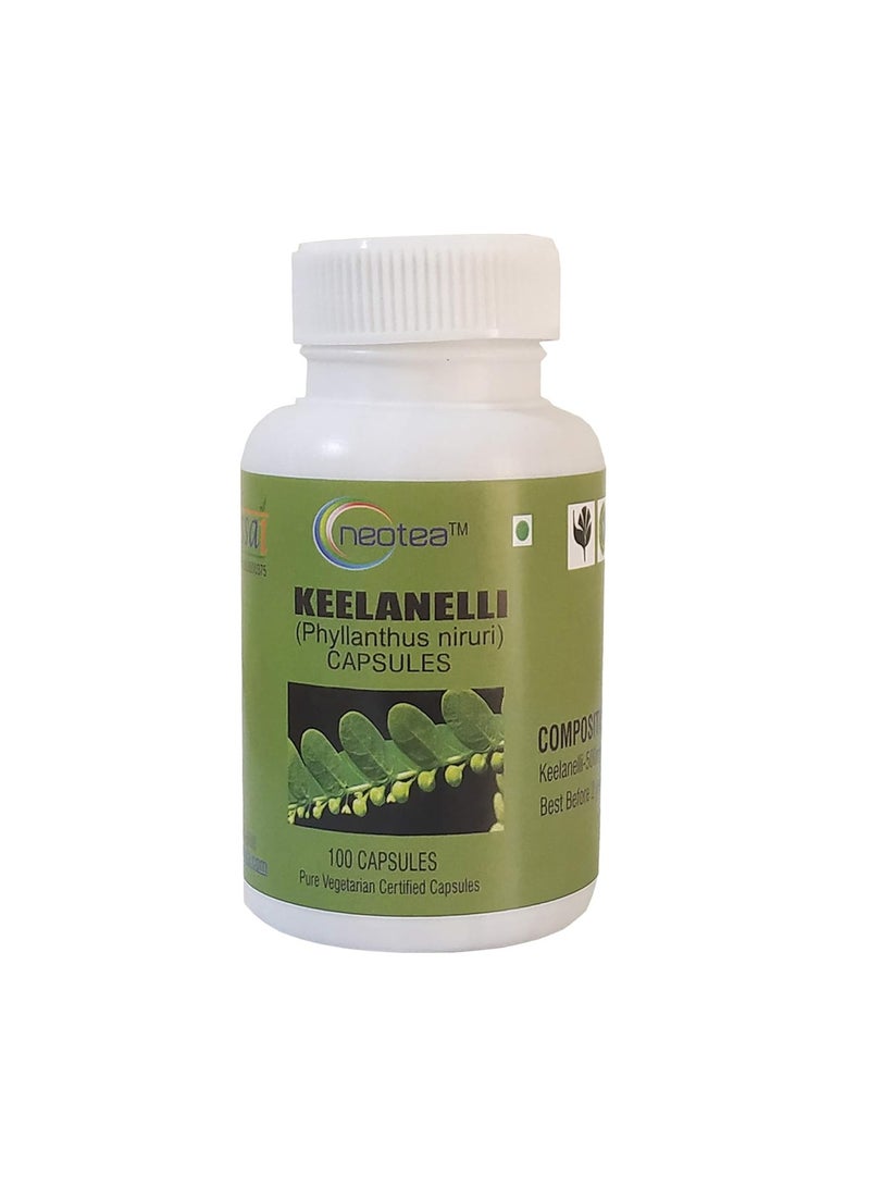 Neotea Keelanelli Capsules | Bhumi Amla | Chanca Piedra | Capsule Phyllanthus Niruri with Pure Natural Extracts | All Natural, Pure Herbs | 500 MG - 100 Capsules - Image 1
