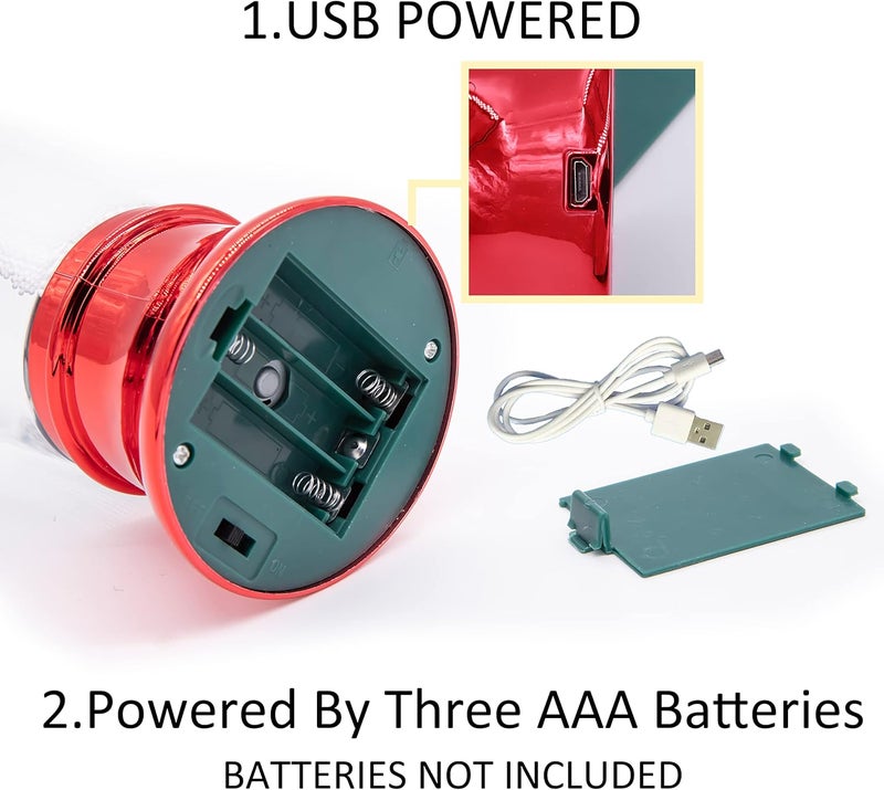 YAKii 10.5" مصباح تورنادو LED متغير الألوان، صانع تورنادو لعبة علمية، يعمل بالبطارية/كابل USB، زينة عيد الميلاد باللون الأحمر - Image 5