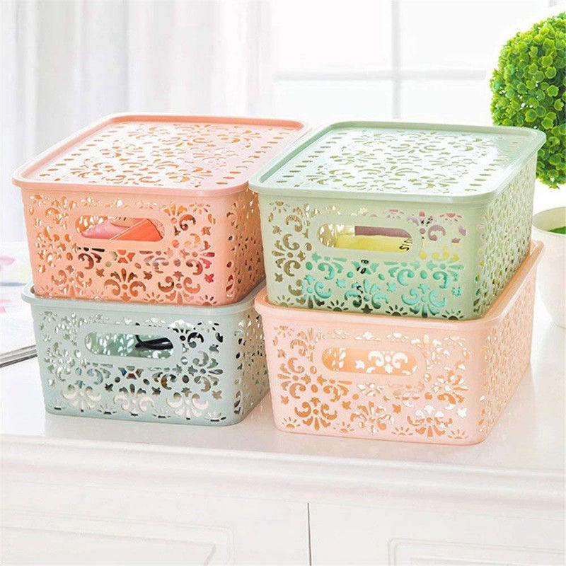Skyzone Skyzone Multipurpose Hollow Plastic Socks Storage Box Case Underwear Baskets Closet Organizer Clothes Kids Toy Kitchen Home Container Organization (Pack Of 2)  - Image 1
