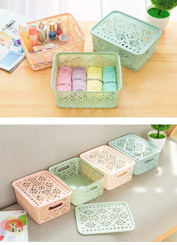 Skyzone Skyzone Multipurpose Hollow Plastic Socks Storage Box Case Underwear Baskets Closet Organizer Clothes Kids Toy Kitchen Home Container Organization (Pack Of 2)  - Image 5